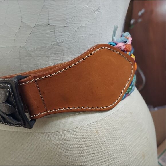Vintage Express Braided Raffia Leather Belt Size S - Picture 5 of 10
